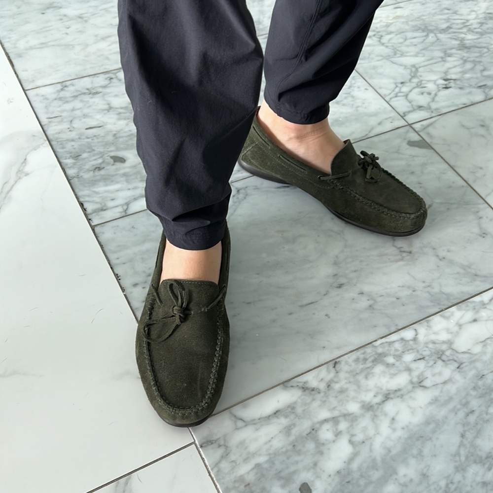 Massimo Dutti green suede men’s loafers size 43